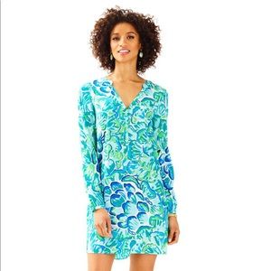 Blue Green Agate Delphine Silk Tunic Dress